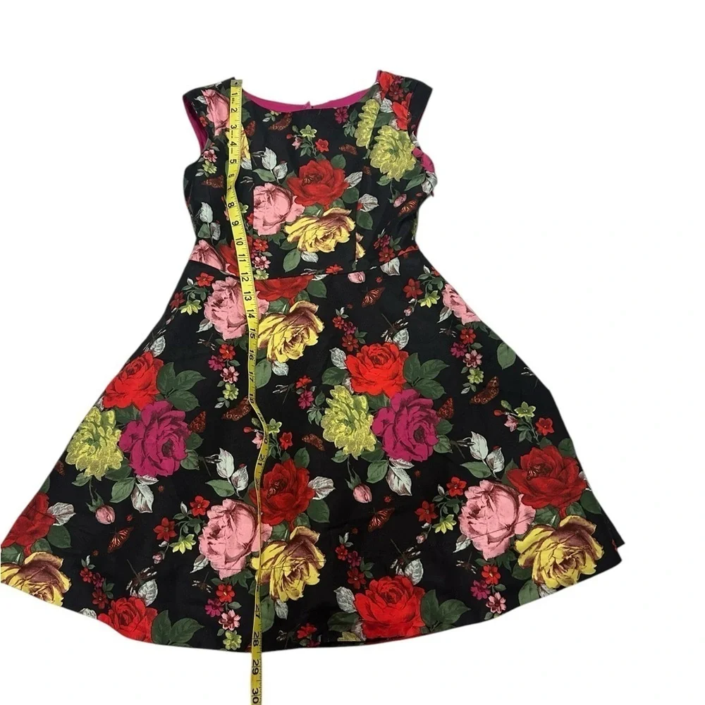 Baker By Ted Baker Dress Girls Sz 8 Black Multi Floral Party Flower Girl Church